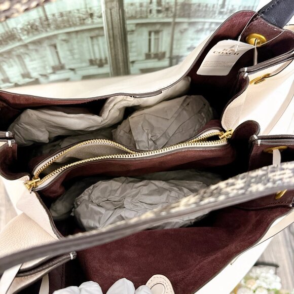 Coach 53355 Harmony Hobo In Colorblock With Snakeskin Detail IN CHALK - Picture 8 of 11